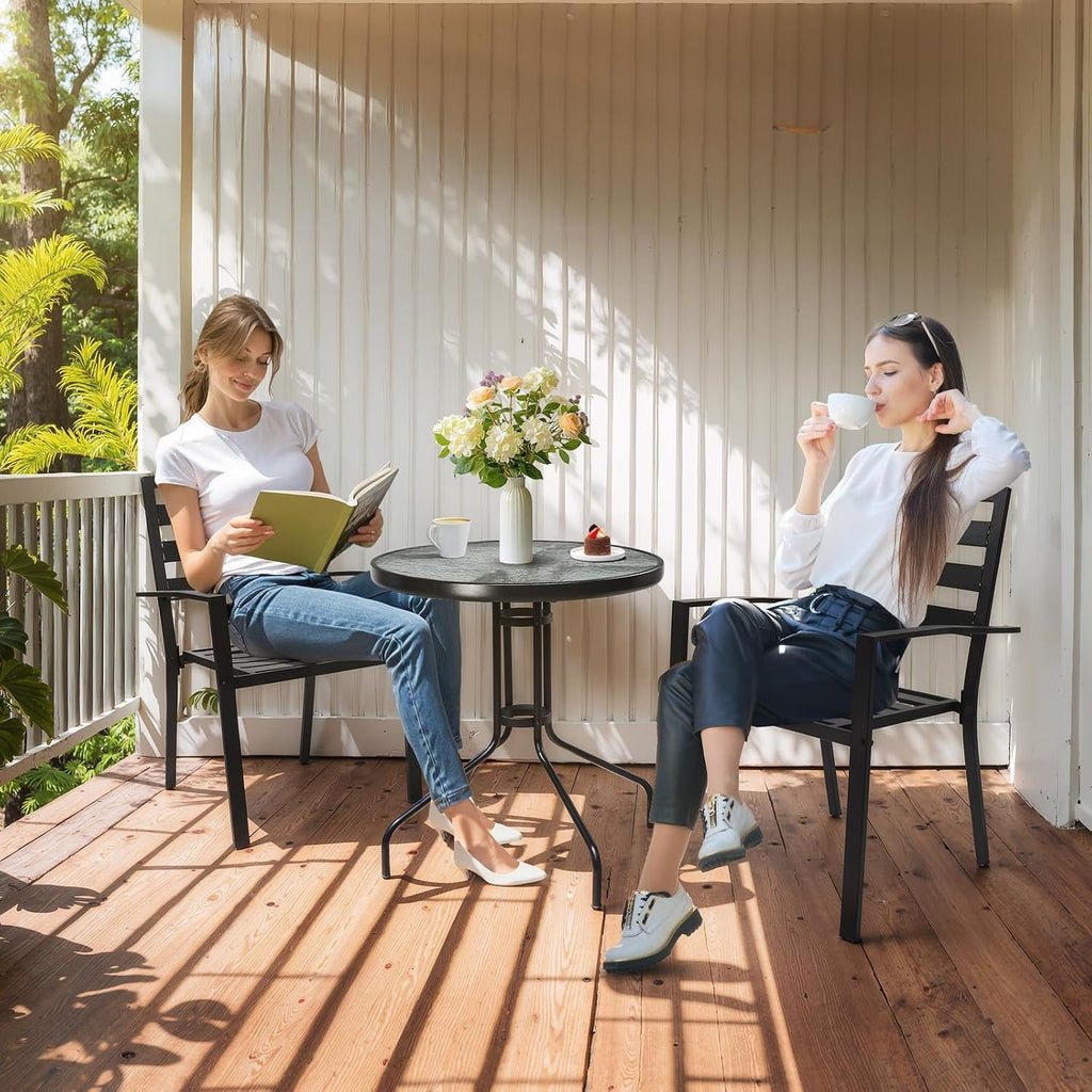 24" Round Tempered‑Glass Patio Bistro Table