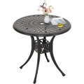 30" Black Round Patio Dining Table Umbrella Hole