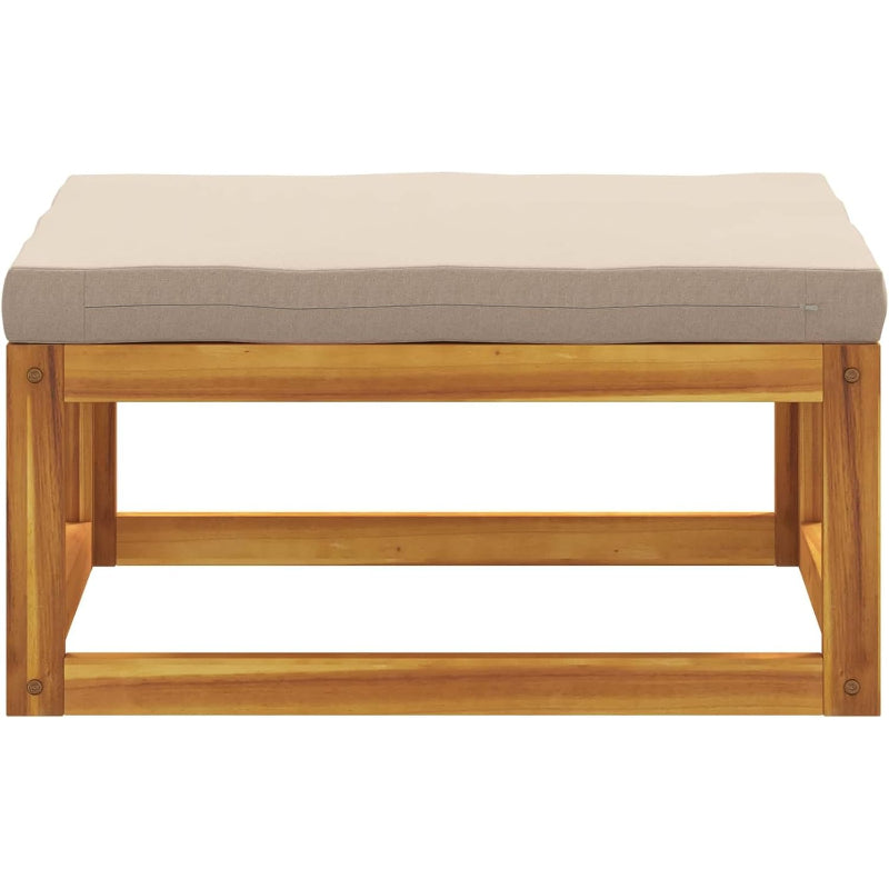 Acacia Outdoor Patio Ottoman with Cushion