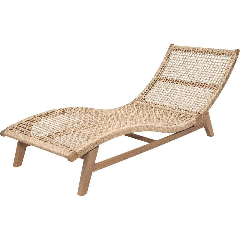 Light‑Teak Outdoor Chaise Lounge