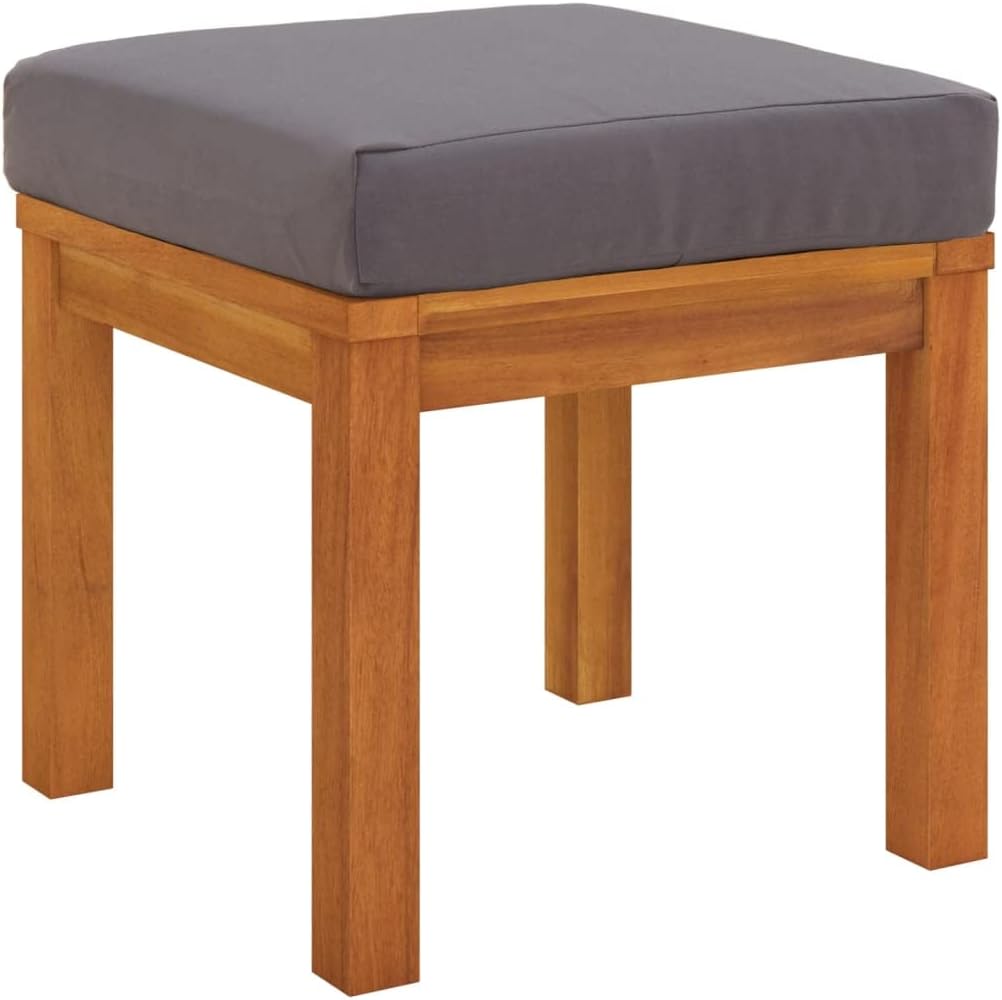 2‑Pc Acacia Patio Stools with Cushions