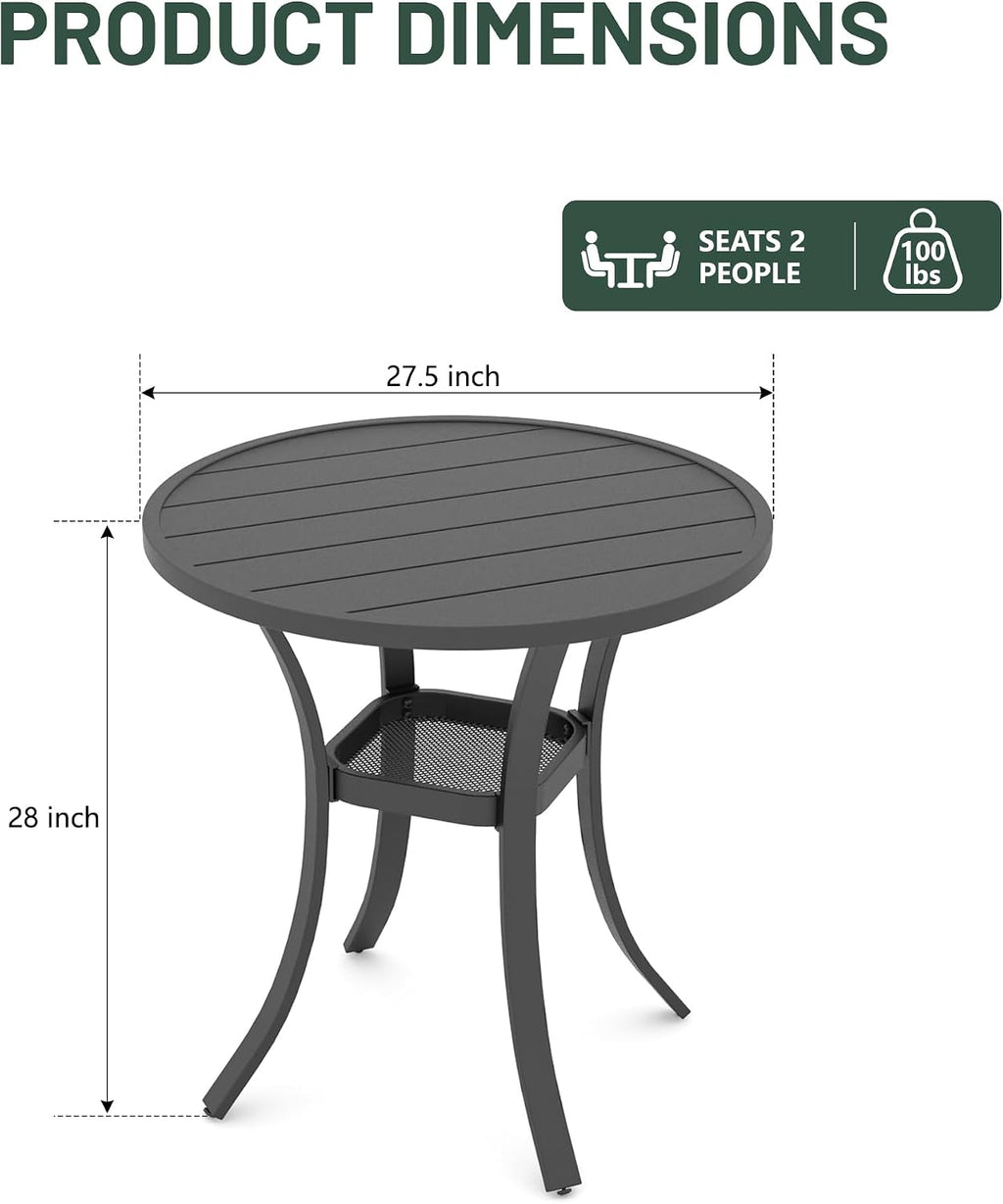 27.5" Round Patio Bistro Table with Storage Shelf