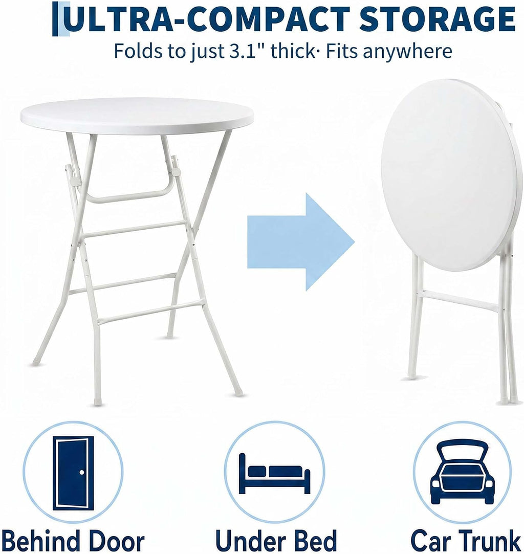 32"Round Folding 43" Bar‑Height Cocktail Table