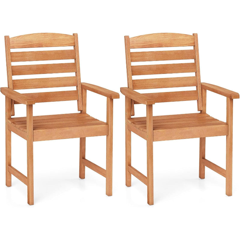 2‑Pack High‑Back Wood Patio Dining Armchairs