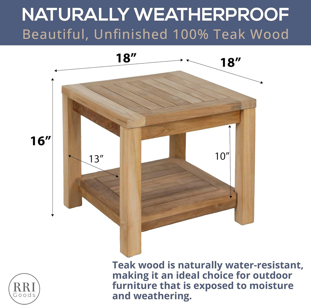 Teak Storage Side Table Indoor‑Outdoor