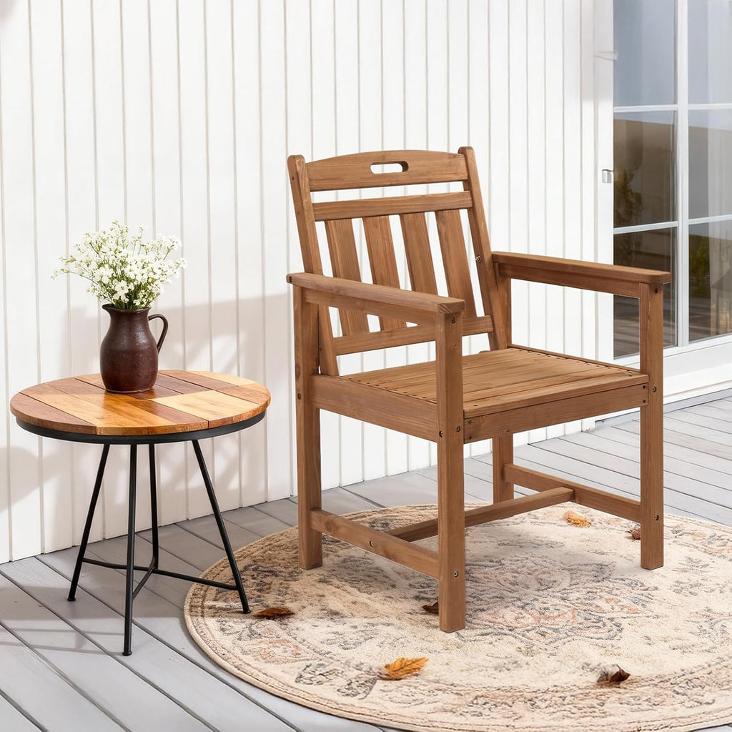 1‑Piece Brown Solid‑Wood Patio Dining Chair