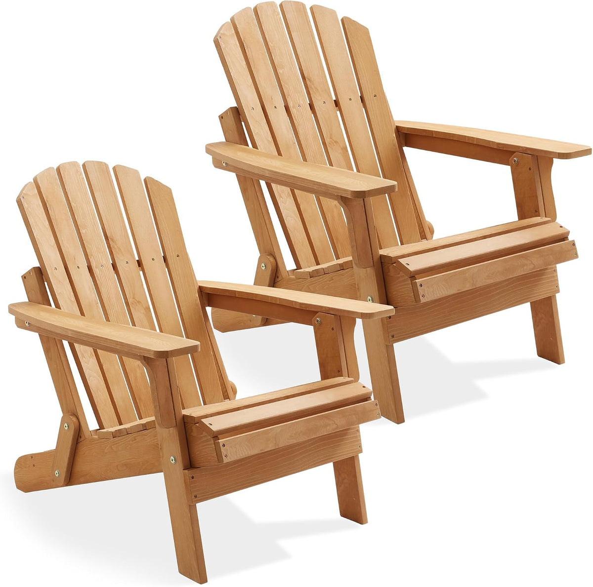2‑Pack Natural Oversized Cedar Folding Adirondack Patio Chairs