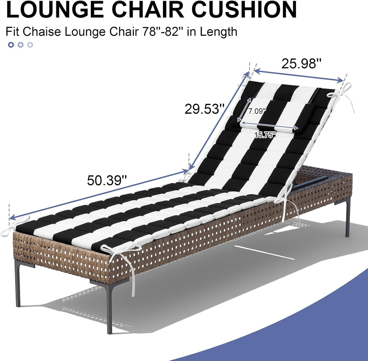 Foldable Chaise Lounge Cushion 80"x26"