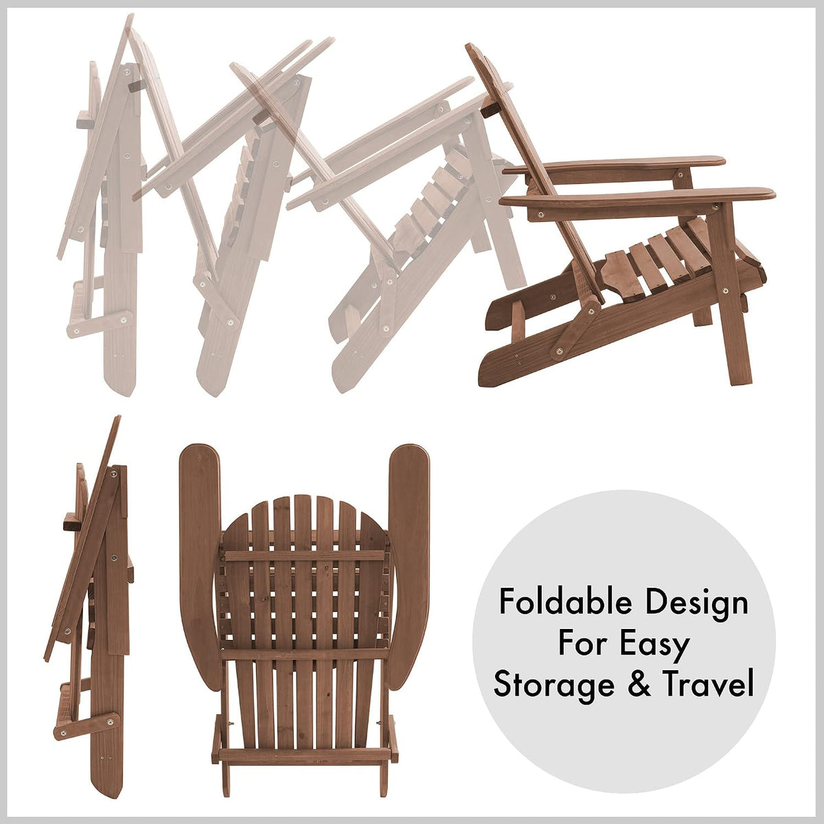 Cedar Folding Adirondack Patio Lounge Chair