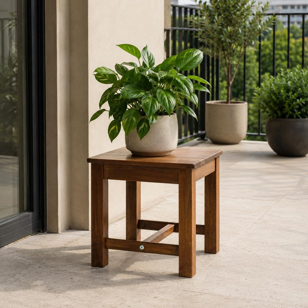 12" Walnut Wooden Small Step Stool