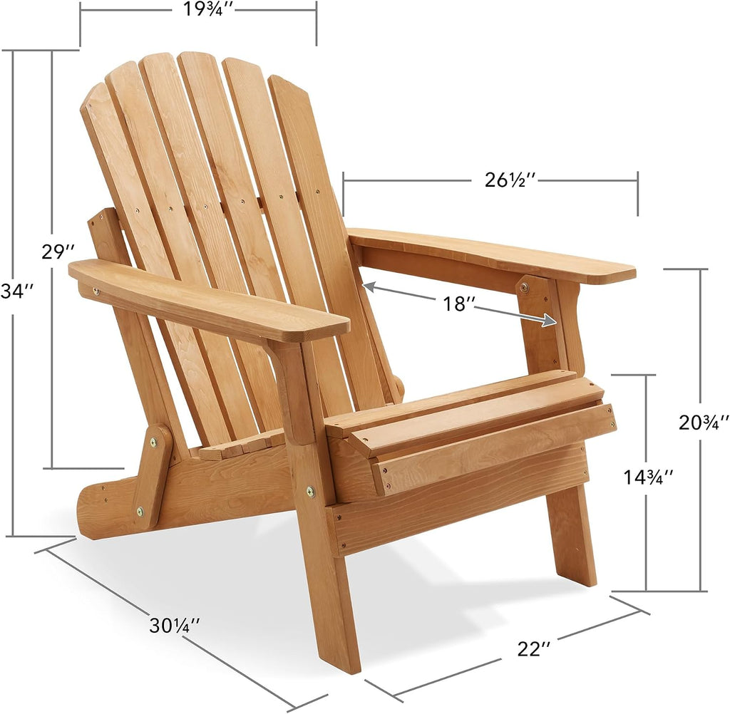 2‑Pack Natural Oversized Cedar Folding Adirondack Patio Chairs