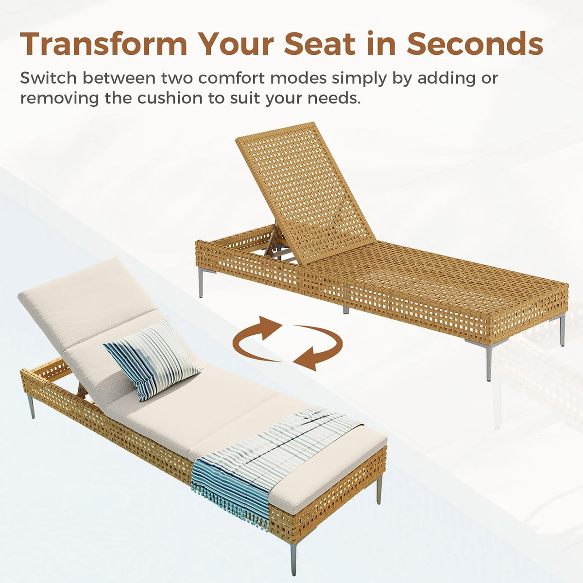3‑Position Outdoor Chaise Lounge