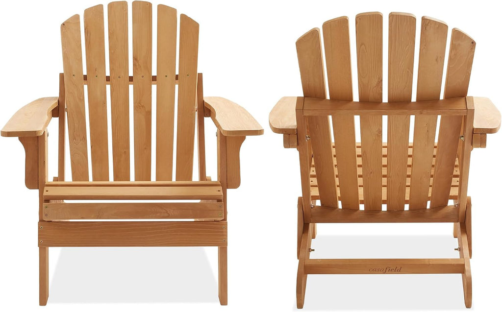 2‑Pack Natural Oversized Cedar Folding Adirondack Patio Chairs