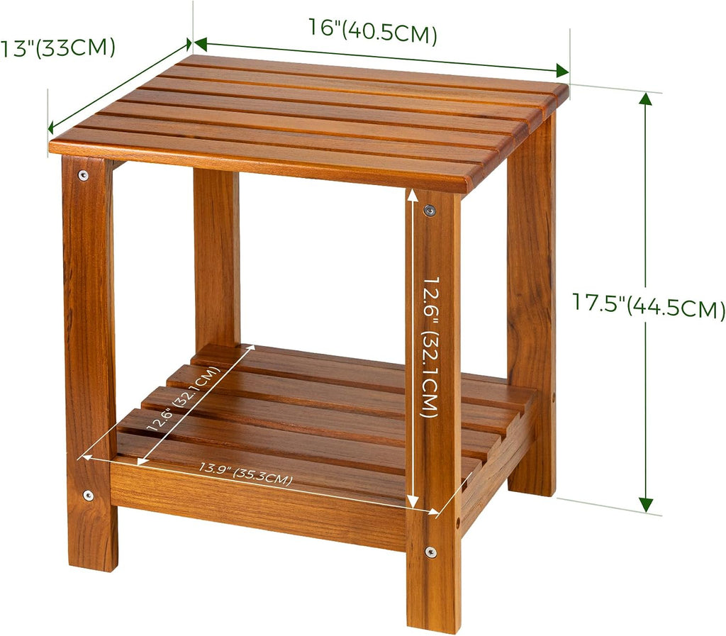 Teak Double‑Layer Outdoor Side Table