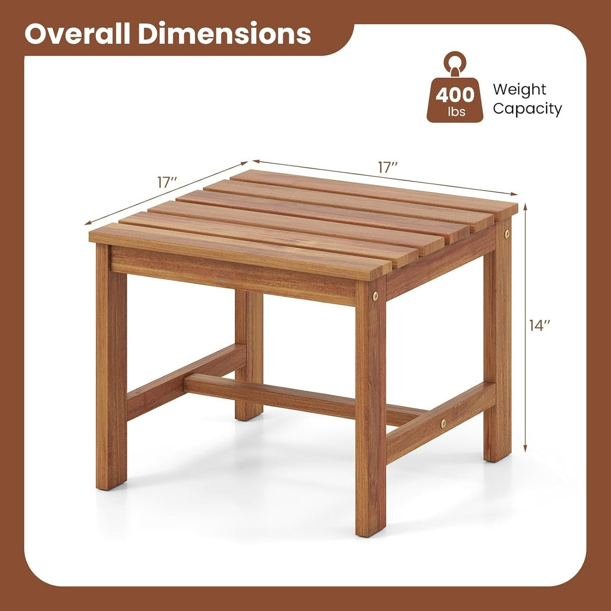 17" Natural Acacia Side Table