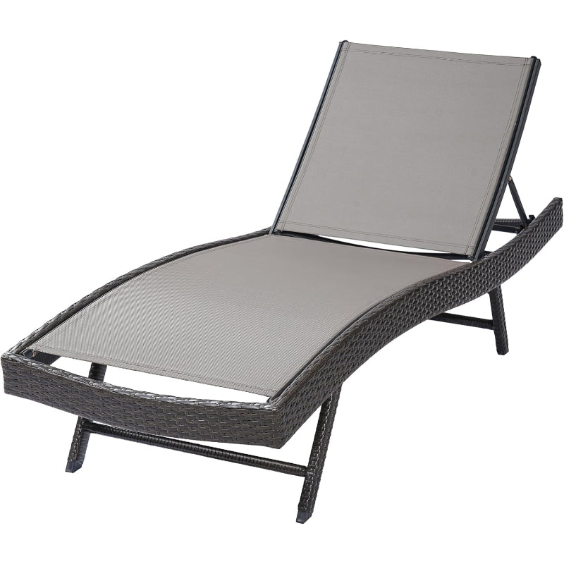 Brown Mesh Outdoor Chaise Lounge