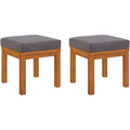 2‑Pc Acacia Patio Stools with Cushions