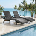 2‑Pc Wicker Outdoor Chaise Lounge with Side Table