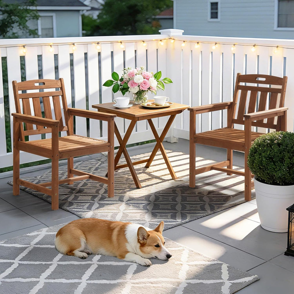 1‑Piece Brown Solid‑Wood Patio Dining Chair