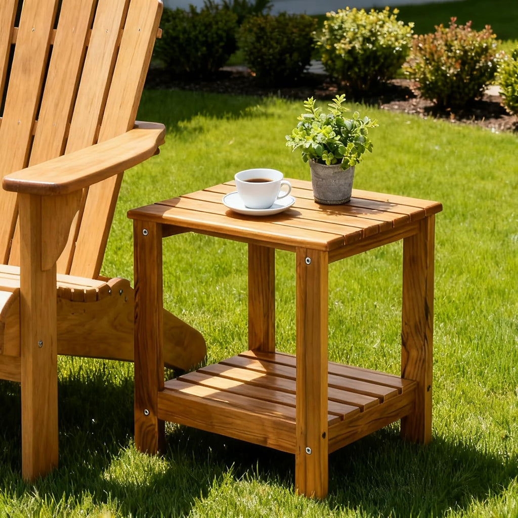 Teak Double‑Layer Outdoor Side Table