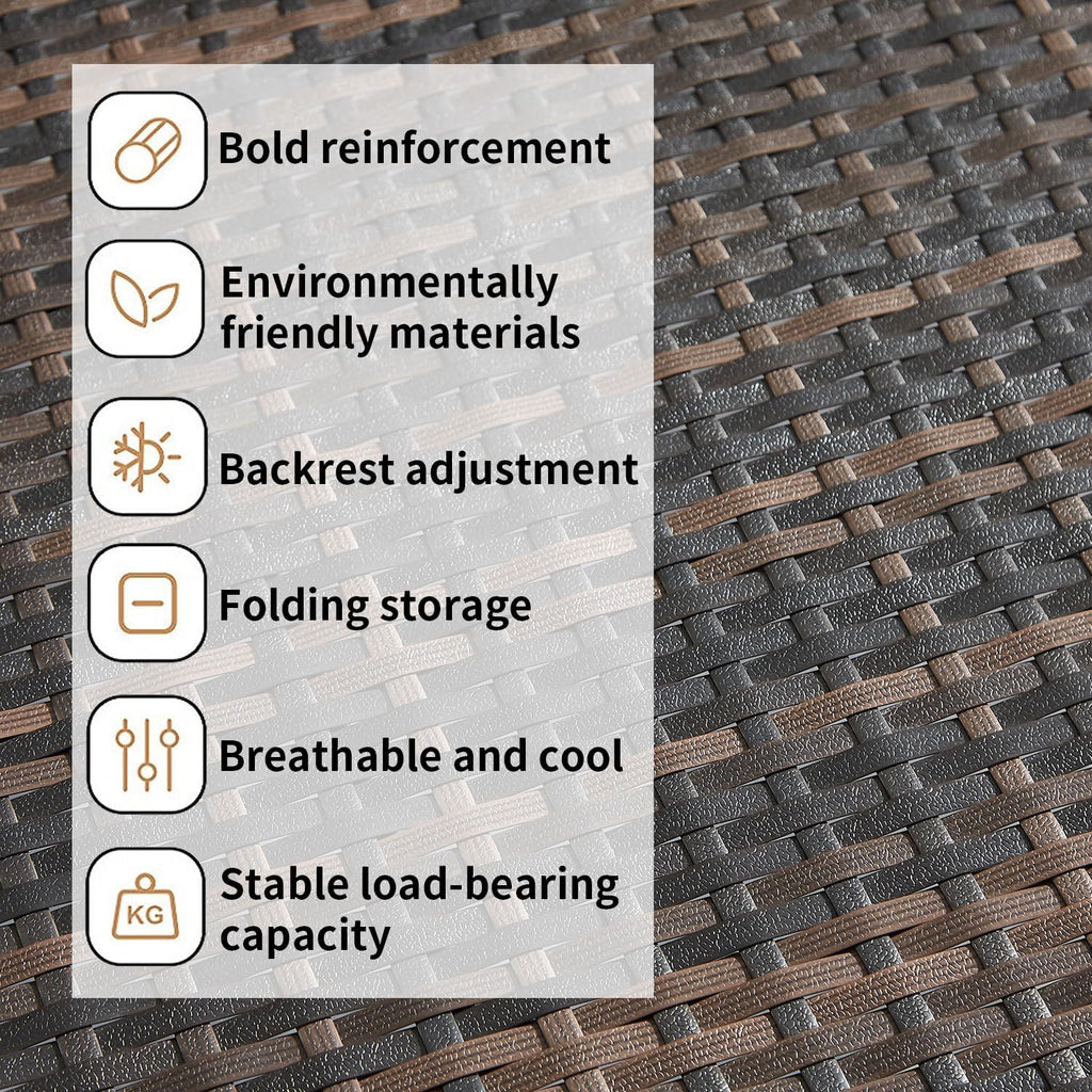 2‑Pc Mixed‑Brown PE Rattan 79'' Outdoor Chaise Lounge
