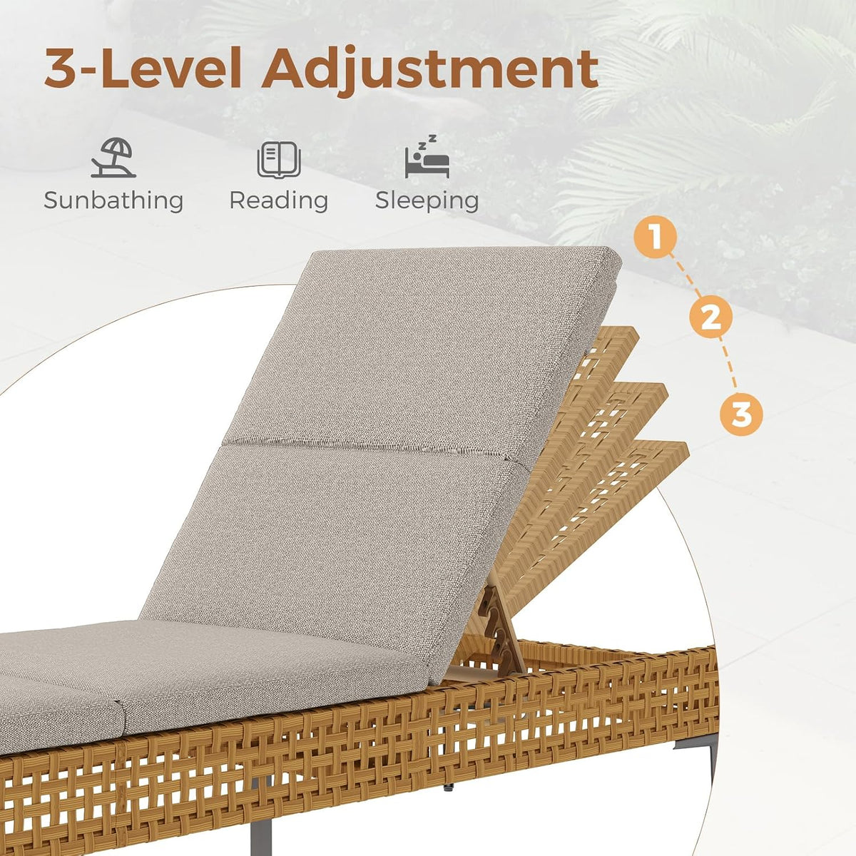 3‑Position Outdoor Chaise Lounge