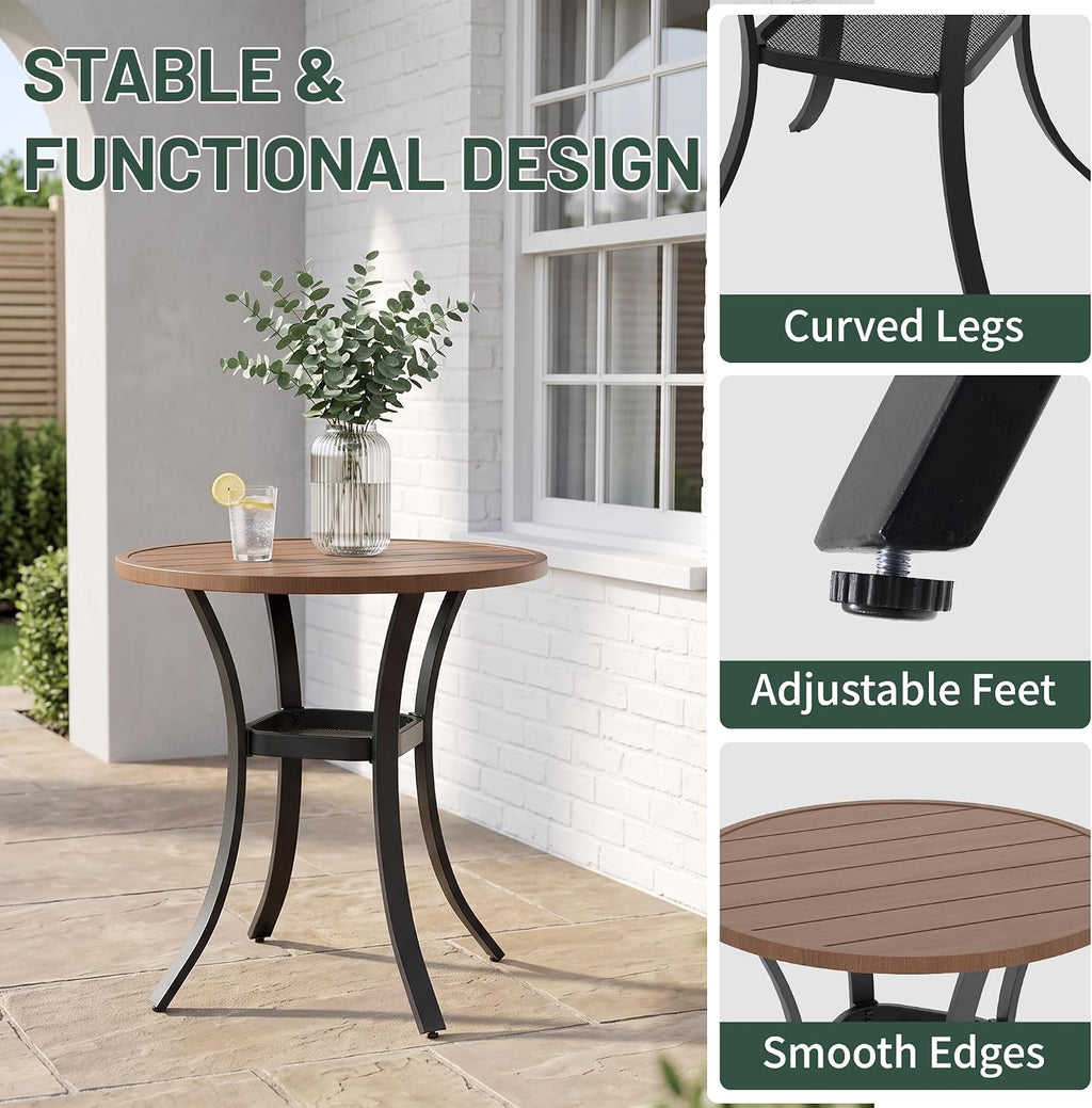 27.5" Brown Metal Round Patio Bistro Table
