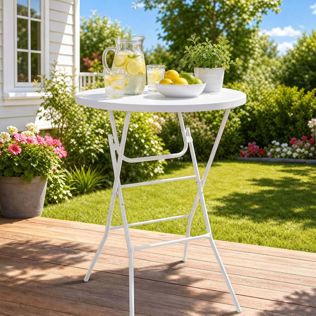 32"Round Folding 43" Bar‑Height Cocktail Table