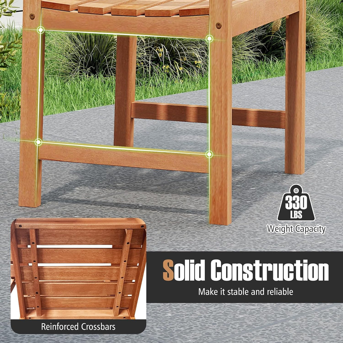 2‑Pack High‑Back Wood Patio Dining Armchairs