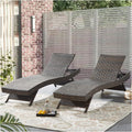 2‑Pc Mixed‑Brown PE Rattan 79'' Outdoor Chaise Lounge