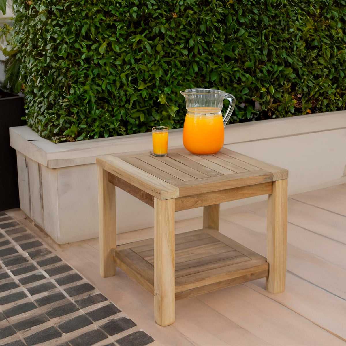 Teak Storage Side Table Indoor‑Outdoor