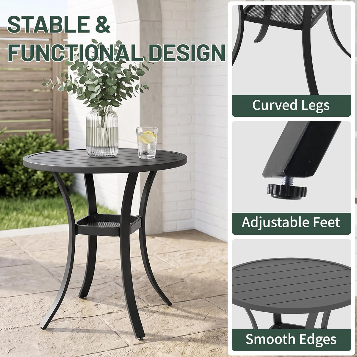 27.5" Round Patio Bistro Table with Storage Shelf