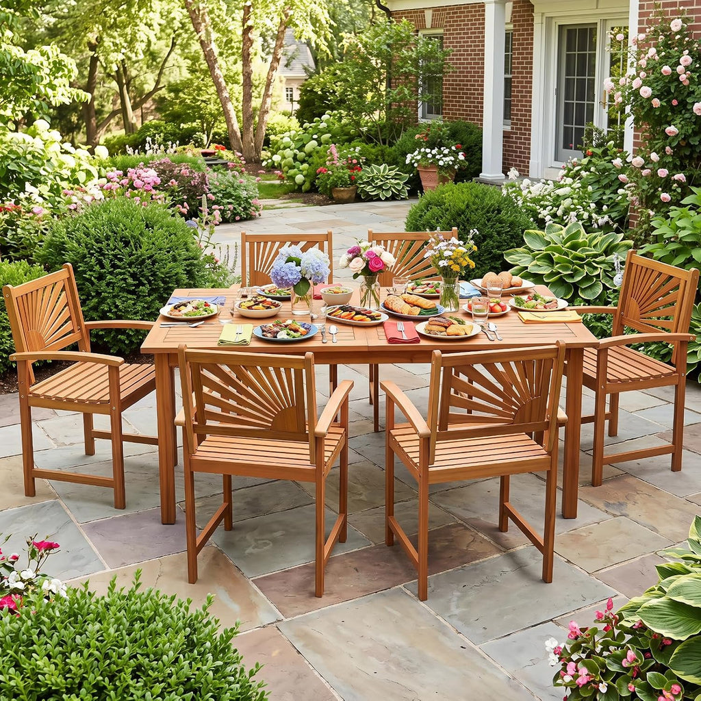 2‑Pack Acacia Wood Patio Dining Chairs