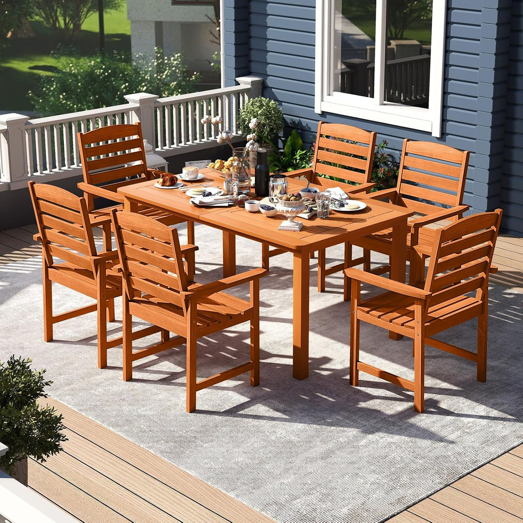 2‑Pack High‑Back Wood Patio Dining Armchairs