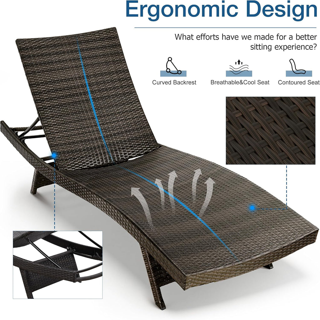 2‑Pc Brown No‑Assembly Chaise Lounge
