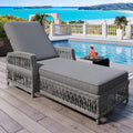 Gray Rattan Chaise Lounge with Removable Cushion
