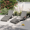 2‑Pc Grey Rattan Chaise Lounge with Side Table