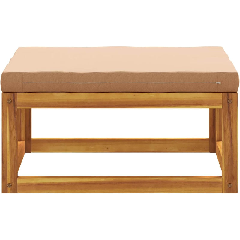 Acacia Patio Ottoman Footrest Beige Cushion