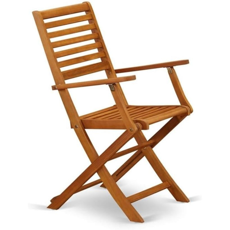 2‑Pack Natural Oil Acacia Folding Patio Arm Chairs