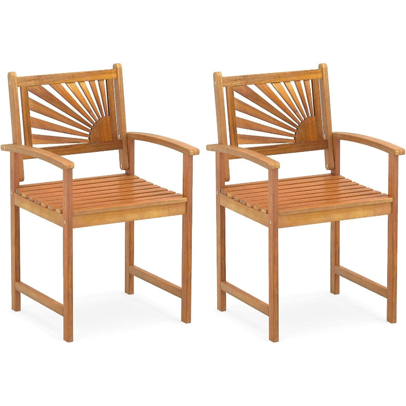2‑Pack Acacia Wood Patio Dining Chairs