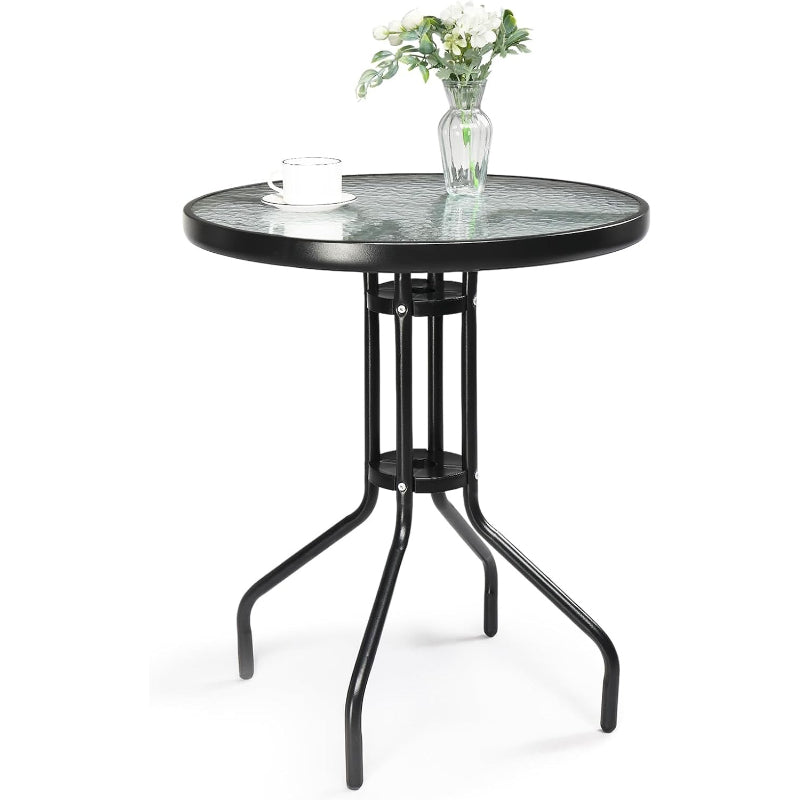 24" Round Tempered‑Glass Patio Bistro Table