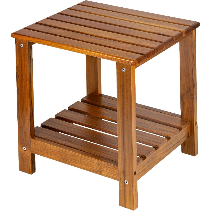 Teak Double‑Layer Outdoor Side Table