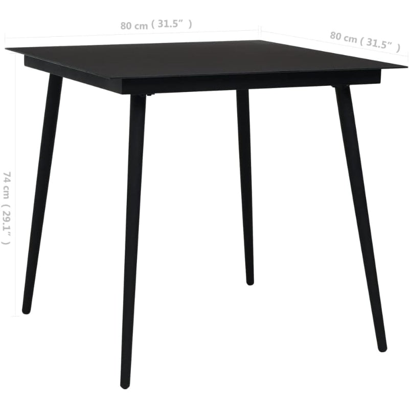 31.5‑Inch Square Black‑Glass Patio Bistro Table