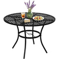 42" Black Round Patio Dining Table Umbrella Hole