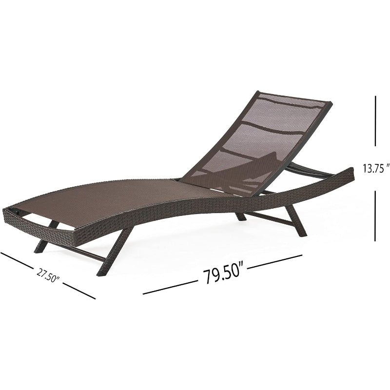 Brown Mesh Outdoor Chaise Lounge