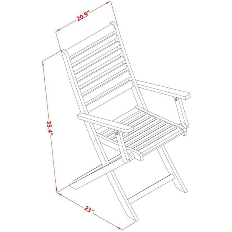 2‑Pack Natural Oil Acacia Folding Patio Arm Chairs