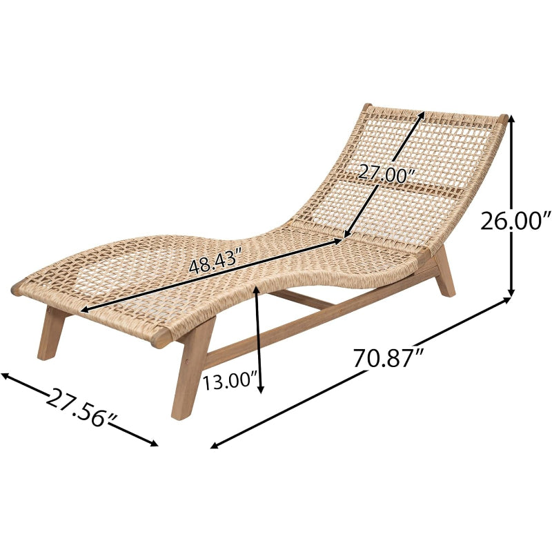 Light‑Teak Outdoor Chaise Lounge