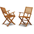 2‑Pack Natural Oil Acacia Folding Patio Arm Chairs