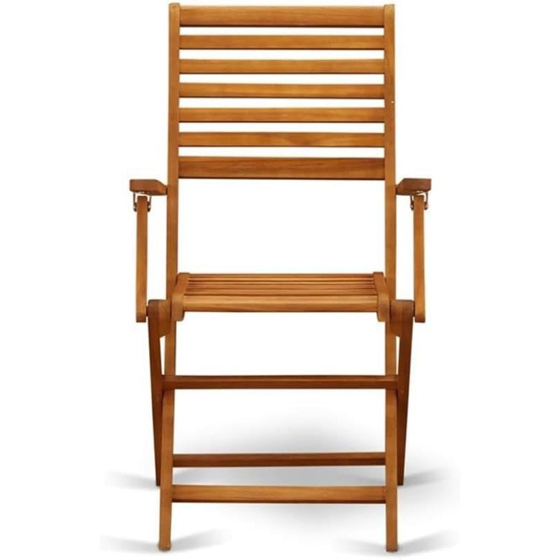 2‑Pack Natural Oil Acacia Folding Patio Arm Chairs