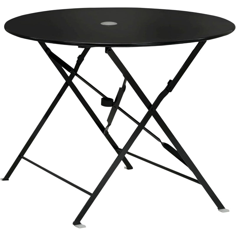 30" Black Folding Patio Bistro Table Umbrella Hole